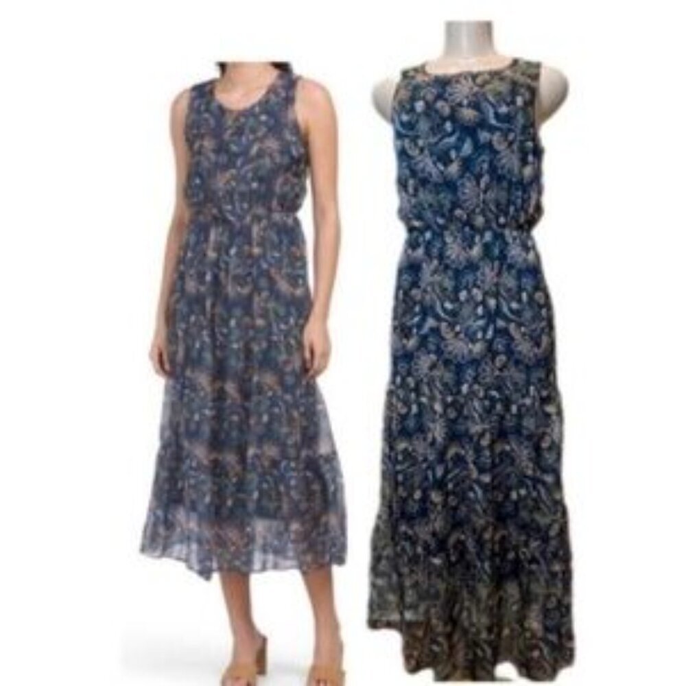 LARA GUIDOTTI Sleeveless Printed Maxi Dress Size Medium Italy Silk & Viscose